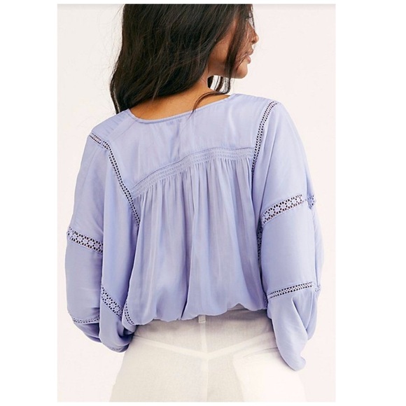 Free People | Billowy Boho Balloon Sleeve Weekend Love Top Periwinkle | M - Picture 2 of 14